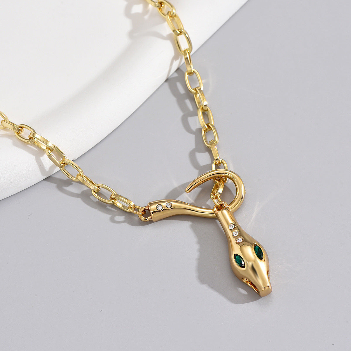 High Class Elegant Metal Snake Series Diamond-studded Necklace